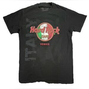 Hard Rock Cafe Venice Italy T Shirt Men's Small Black Vintage Y2K Music Grunge